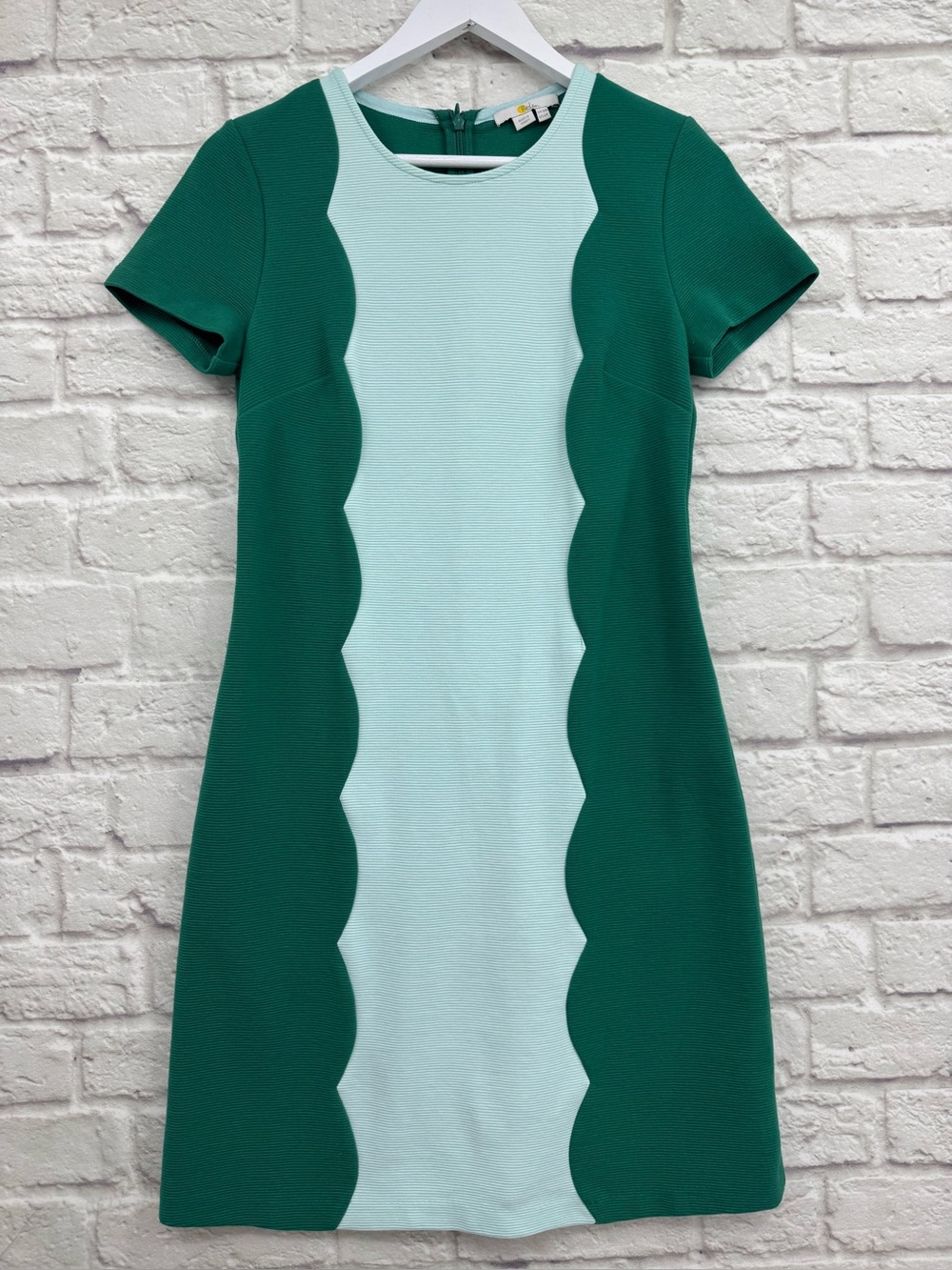 Boden Ruth Ottoman Shift Dress Green Colorblock Ribbed Size US 6R